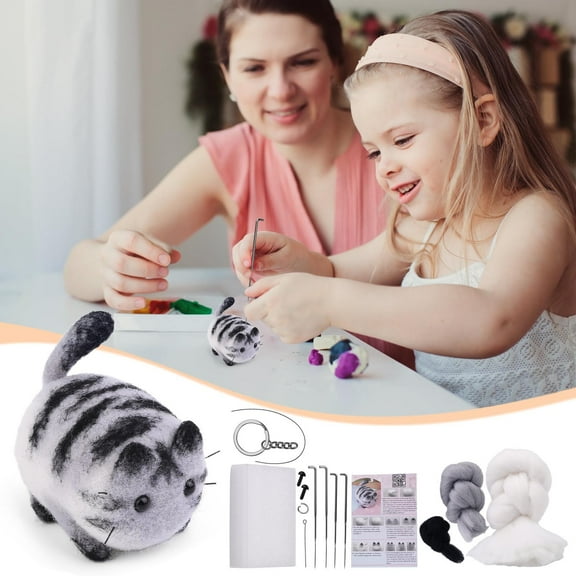 Yunuuuoa Needle Felting Kit for Beginners, DIY Craft Kit with Wool & Needles, Animal Felting Starter Kit for Adults, Complete Set with Foam Pad & Instructions, Creative Hobby & Stress Relief Gift