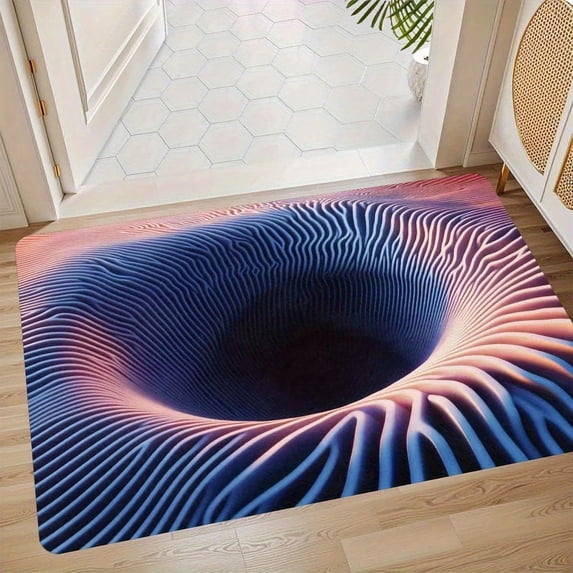 Optical Illusion Rug Non-Slip Doormat Bottomless Hole Pattern 3D Carpet for Living Room Entrance Floor Mat Home Decor Modern Abstract Design