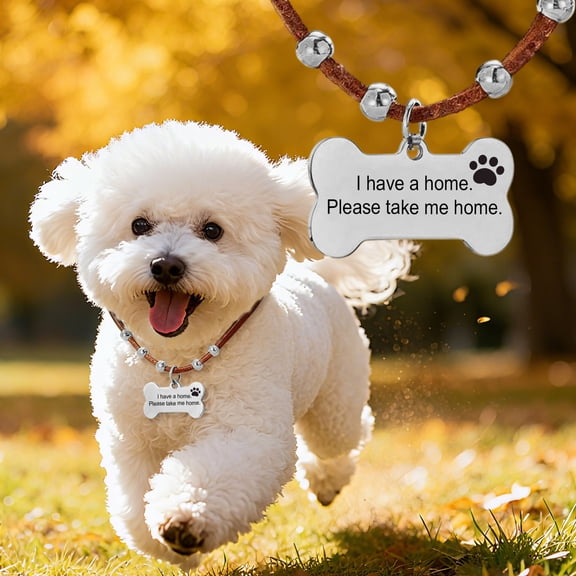 Yunuuuoa Personalized Pet ID Tag for Dogs Stainless Steel Engraved Name Tag Waterproof Rust Proof Pet Collar Tag with Metal Ring for Dog Cat Safety Identification Outdoor Daily Use