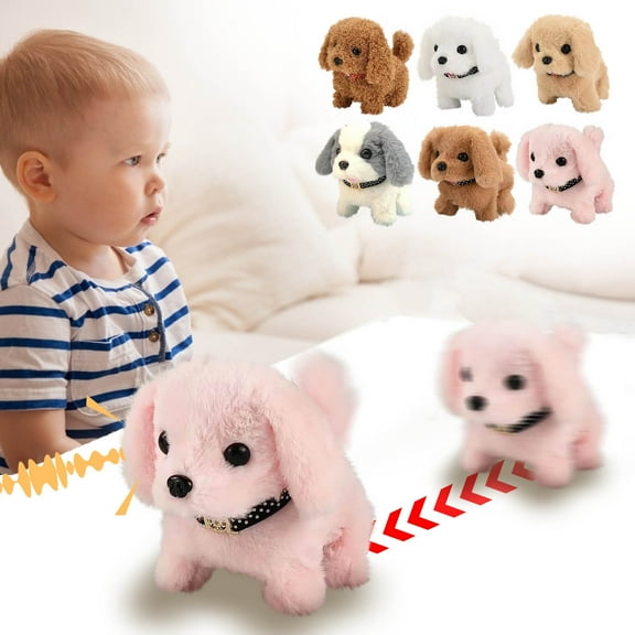 Yunuuuoa My Realistic Robot Puppy Dog gift Soft Plush Stuffed Animal Interactive Pet Sits Stretches Wags Tail Walking Barking Motion Sensor Christmas Birthday Gift
