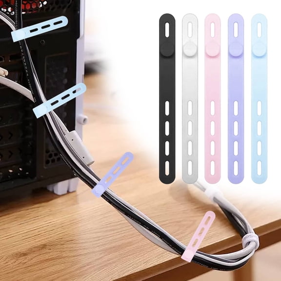 Yunuuuoa Reusable Silicone Cable Organizer Elastic Cord Strap Locking Buckle Data Charger Cable Management for Travel Office Home Desktop Wire Tidy Holder
