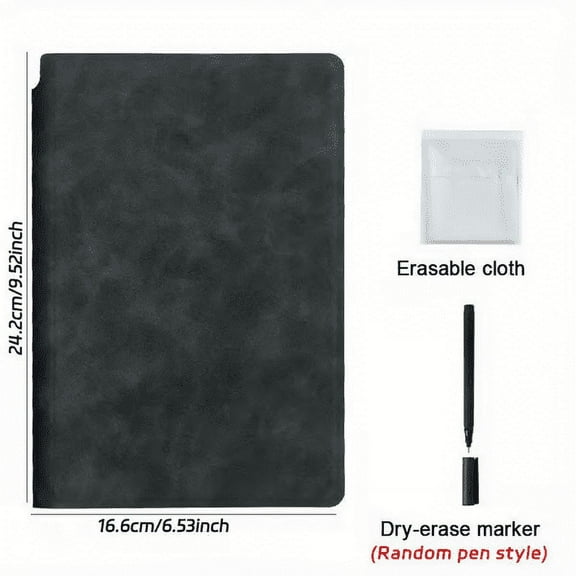 Yunuuuoa Reusable Whiteboard Notebook - Erasable Writing Pad for Office Meetings Notes, Portable Faux Leather Cover with Pen & Wiper Included