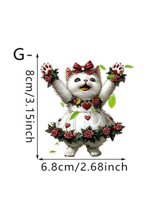 Rose Cat 2D Flat Pendant Car Rearview Mirror Backpack Charm Decorative Accessory for Car Interior Home Decor Gift