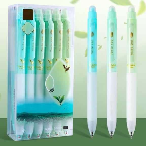 Yunuuuoa Scented Erasable Pens, 0.5mm ST Nib Fine Point Rolling Ball Pens, Tea Aroma Fast Drying Thermal Ink Pen Set, Smooth Writing Push-Up Retractable Pen for Office Writing Take Note