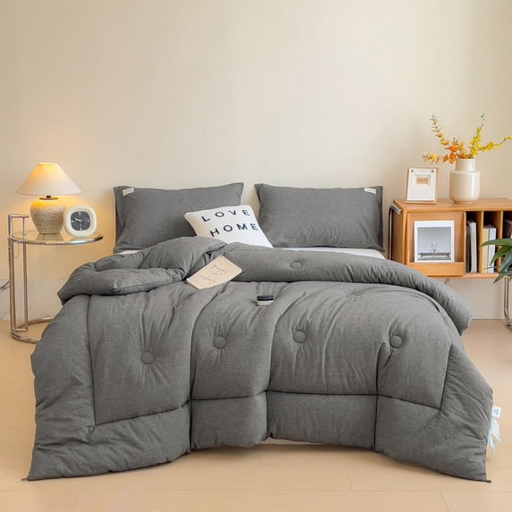 Yunuuuoa All Season Microfiber Duvet Insert Lightweight Comforter Soft Washed Enhanced Warmth Breathable Bedding Machine Washable Summer Spring Fall Temperature Regulating Hypoallergenic