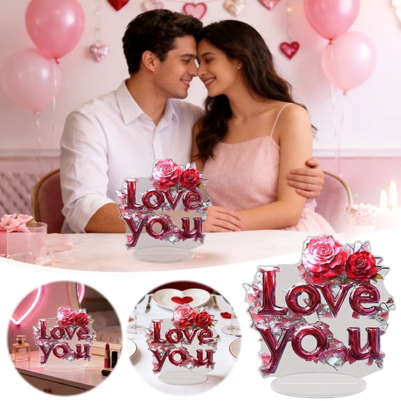 Yunuuuoa Shattered-Heart Acrylic Ornament, Broken-Text Love Decor, Freestanding Tabletop Prop, Double-Sided Fade-Proof, Romantic Gift for Valentine's Day Anniversary Wedding