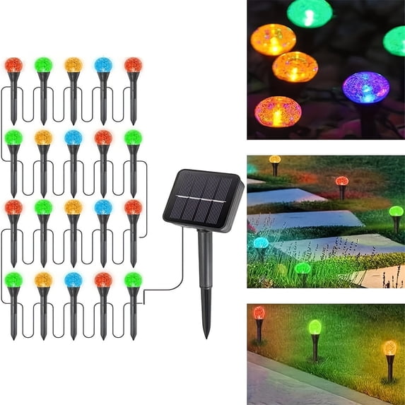 Yunuuuoa Solar Powered LED Garden Lights Outdoor Waterproof Landscape Lighting Auto On/Off Pathway Decorative Warm White RGB Color Changing Yard Patio Decor