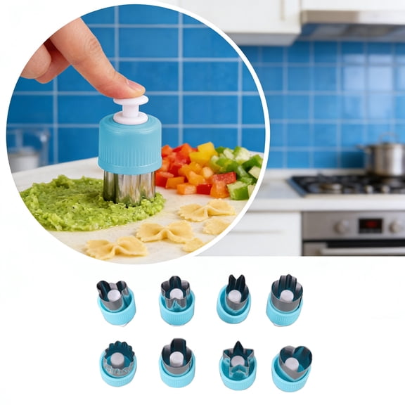Yunuuuoa Stainless Steel Food Press Embosser, Kitchen Pattern Cutter for Fruit Vegetable Decor, Handheld Dough Pastry Clay Craft Making Tool, Home Baking & DIY Scrapbooking Supplies