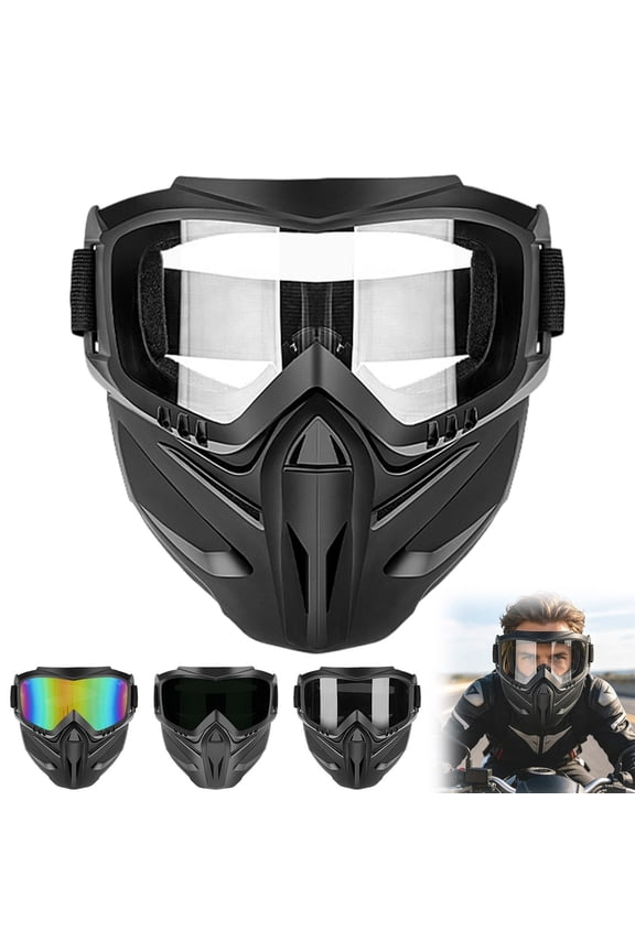 Upgraded Detachable Full Face Goggle Mask for Mowing Grinding, Paintball, Motorcycle Riding, Protective Equipment for Outdoor Work