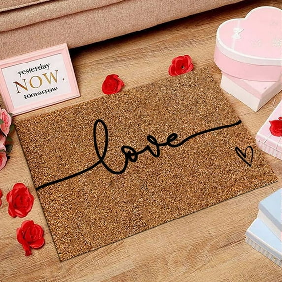Yunuuuoa Valentine's Day Carpet Mat Romantic Heart Floor Mat for Home Decor Door Entryway Wedding Anniversary Gift Soft Non-Slip Washable Rug Living Room Bedroom