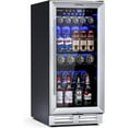 thumbnail image 1 of Yunwen 15 Inch Beverage Cooler Refrigerator - 3.5 Cu.ft Mini Fridge with Glass Door, Lock and Removable Shelves for Soda Beer Wine, Freestanding Small Drink Refrigerator for Home Office Bar, 1 of 18