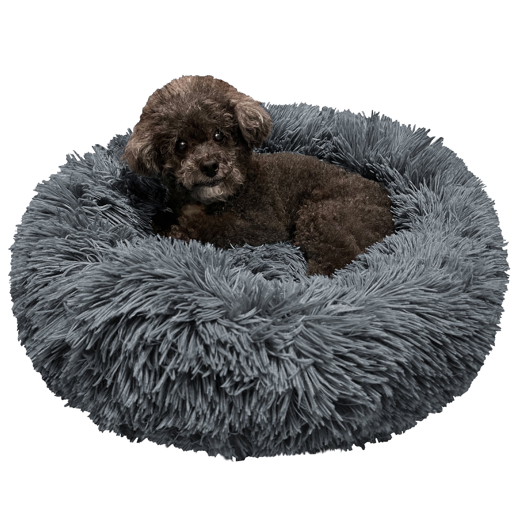 Picture of Yunwen Donut Plush Pet Dog Cat Bed Fluffy Soft Warm Calming Bed ...