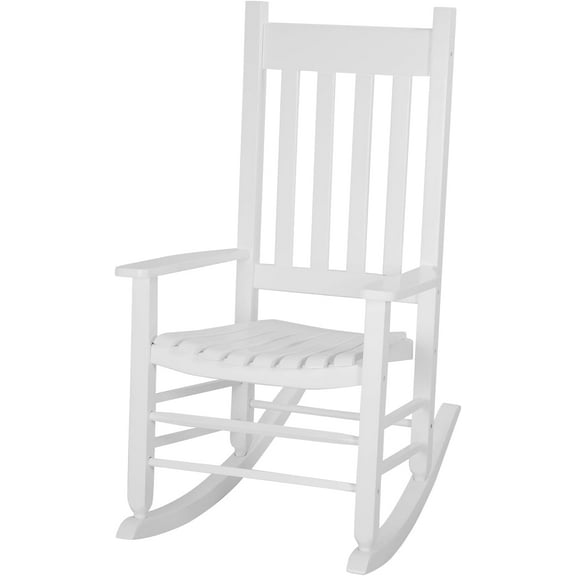 Yunwen Outdoor Rocking Chair Patio Rocking Chair Porch Rocking with High Back and Handrail Comfortable and Stable Durable Load Bearing 243 lbs Patio Rocker Chair for Porch Garden and Terrace (White)