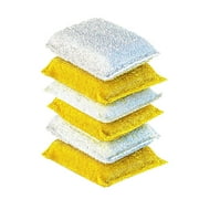Yuoaen 3X Gold Sponge, 3X Silver Sponge, Kitchen Scrubbing Sponges Heavy Duty Non Scatch Scrubbing Cleaner Sponges in 2 Colors Multi Non Metal Dish Scouring Scrubbers for Fast Cleaning (6)