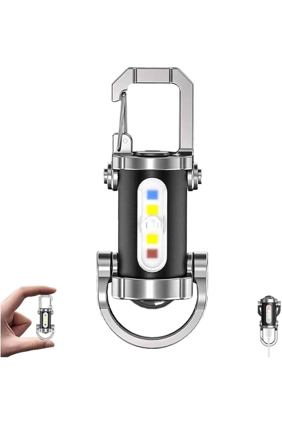 Yuonry Portable Rechargeable Bright Keychain Flashlight Phone Charger, Mini Keychain Flashlight, 7 Lighting Modes, 1200 Lumens EDC Waterproof Keychains Flashlight (1pc)