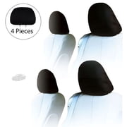 YupbizAuto AUto Cars Trucks SUV Solid Black Polyester Universal Size Headrest Covers with Foam Backing- Set of 4 Pieces