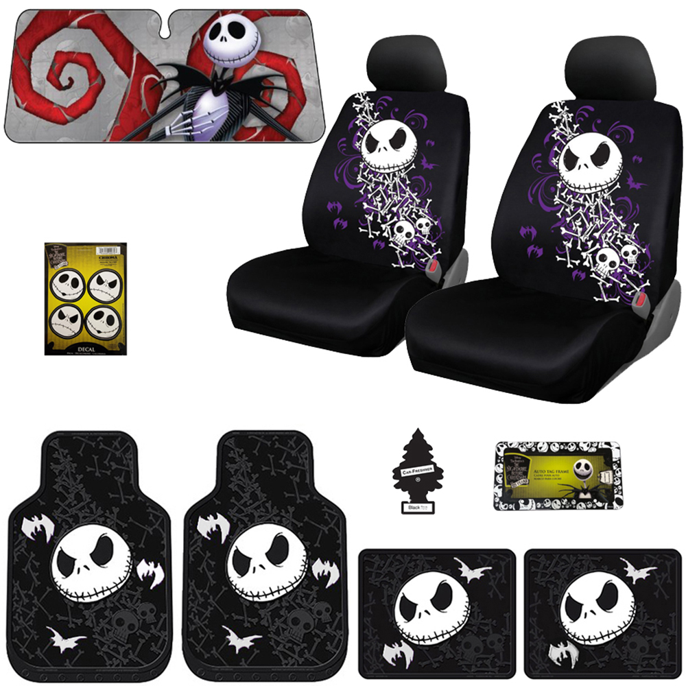 YupbizAuto Brand New Design Nightmare before Christmas Jack Skellington Car Truck SUV Seat Covers Floor Mats Accessories Set - image 1 of 10