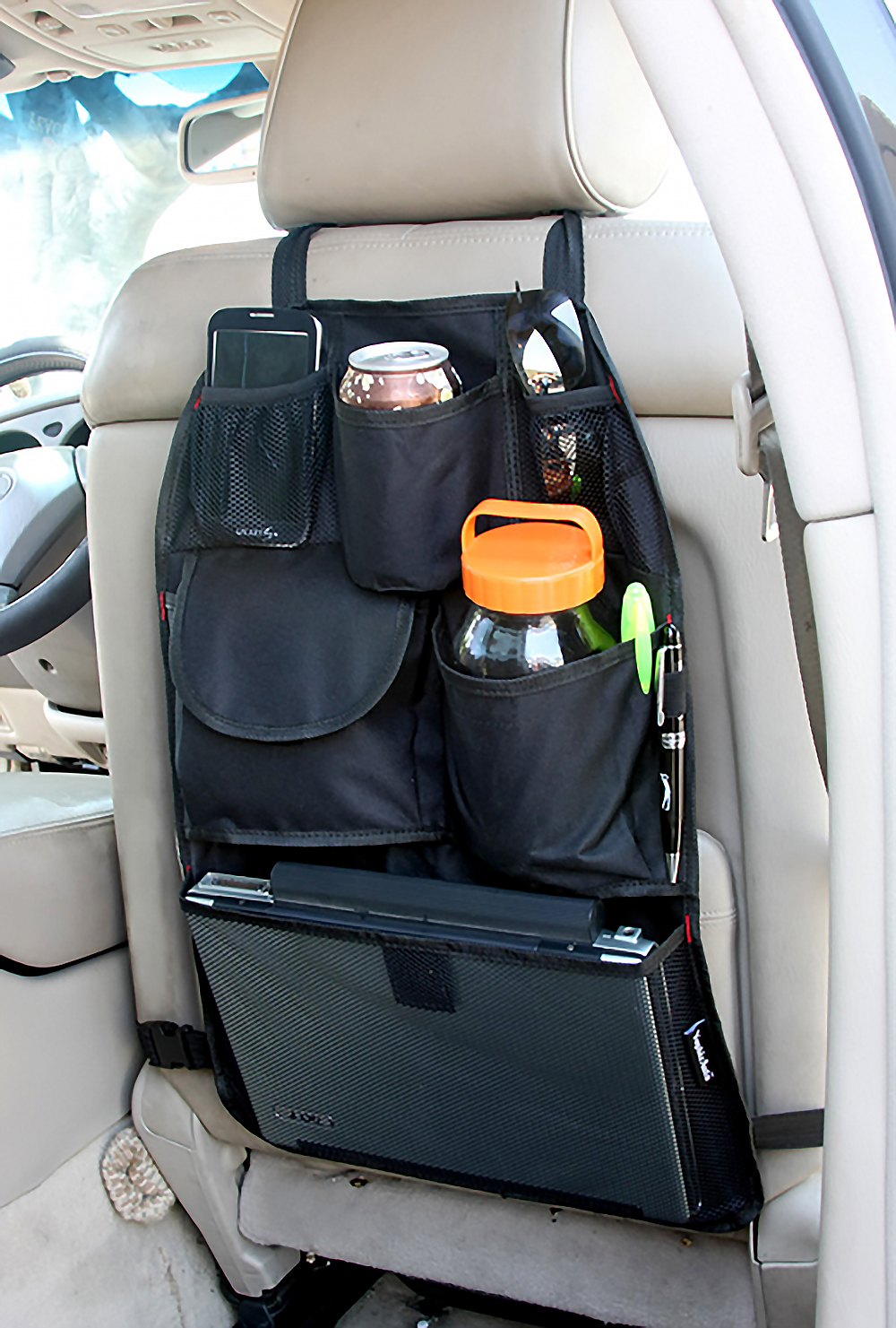 YupbizAuto Car Auto Front/Back Seat Organizer Cell Phone Holder Multi-Pocket Travel Storage Bag, Black Color - image 1 of 6