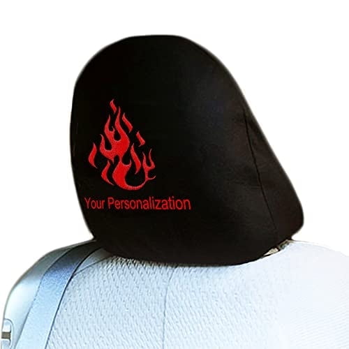 Yupbizauto Customized Personalized Embroidery Flame Fire 2 Design Auto Accessories Truck SUV Car Seat Headrest Cover 1 Piece Proudly Design and Made in USA