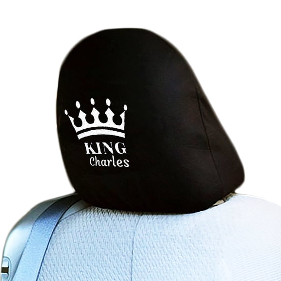 Yupbizauto Customized Personalized Embroidery King Crown Logo Black Fabric Auto Truck SUV Car Seat Headrest Cover 1 Piece