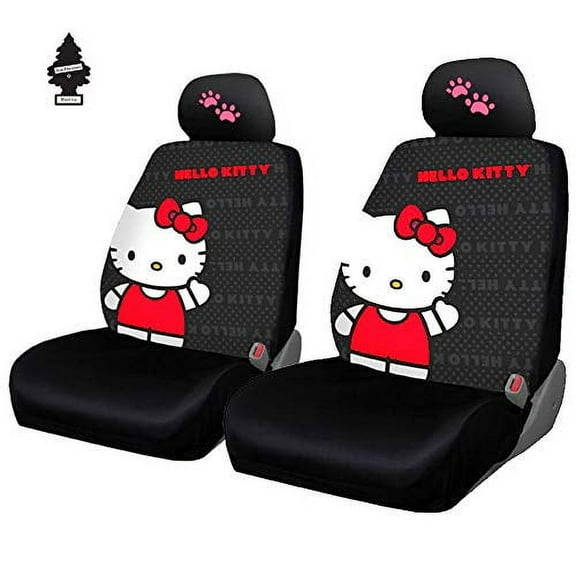 Yupbizauto Hello Kitty Cord Car Accessories Seat Cover with Pink Paw Headrest Covers and Air Freshener