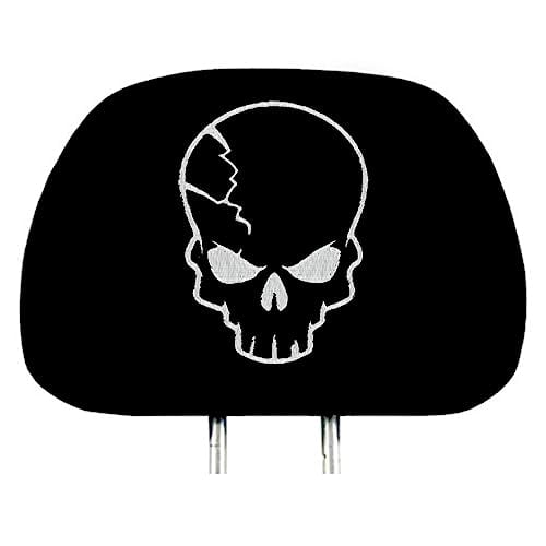 Yupbizauto New Black Fabric Car Truck SUV Van Seat Headrest Cover with Design Universal Fit for Cars Vans Trucks - One Piece (Skull)