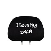 Yupbizauto New Interchangeable Car Seat Headrest Cover Universal Fit for Cars Vans Trucks - One Piece I Love My Dog