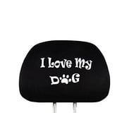 Yupbizauto New Interchangeable Car Seat Headrest Cover Universal Fit for Cars Vans Trucks - One Piece I Love My Dog
