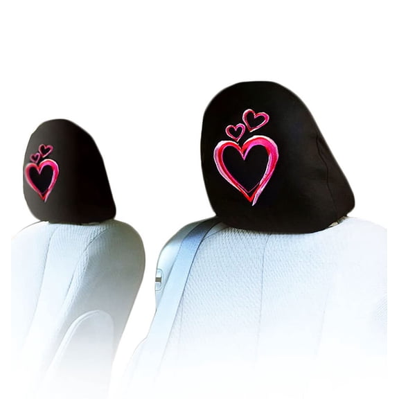 Yupbizauto New Interchangeable Pink Heart Logo Design Car Seat Headrest Covers Universal Fit for Cars Vans Trucks-Sold by a Pairs
