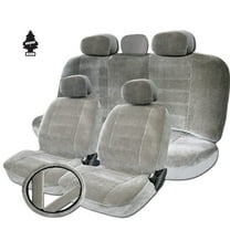 Yupbizauto New Premium Grade Velour Fabric Car Truck Seat Covers Set in Grey Support Split Bench Seat