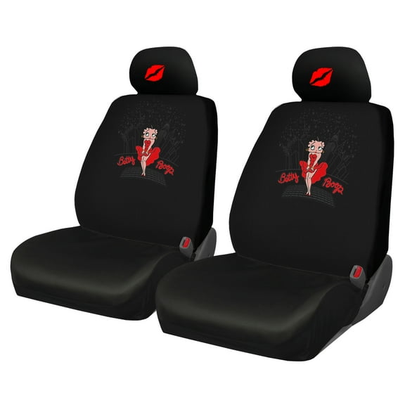 Yupbizauto Plasticolor Betty Boop Skyline Front Low Back Car Seat Covers Bundle  Embroidered Kiss Headrest Covers  Stylish Protection for Cars  Universal Fit for Most Vehicles Easy Installation