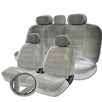 Yupbizauto Universal Fit Car Seat Covers - Grey Velour Premium Full Set for Trucks, SUVs, Airbag Safe, 60/40 Split Seat Design