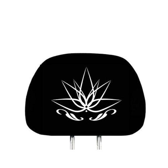 Yupbizauto Universal Fit Car Seat Headrest Cover - Interchangeable One Piece Design for Cars, Vans, Trucks - Lotus Silk Screened Print - Durable, Easy Install, Stylish Protection for Auto Interior