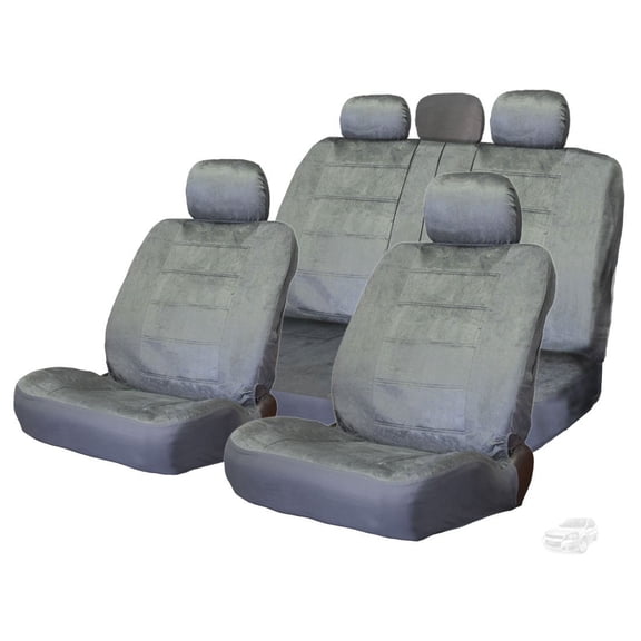 Yupbizauto Velour Fabric Car Truck SUV seat Covers Set Airbag Compatible -Grey