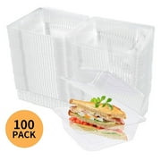 Yuphony 100 Pcs Clear Plastic Take out Containers Square Hinged Takeaway Containers Disposable Cupcakes Cake Box with Lids Stackable Lunch Boxes Suitable for Sandwiches,Salads, Pasta