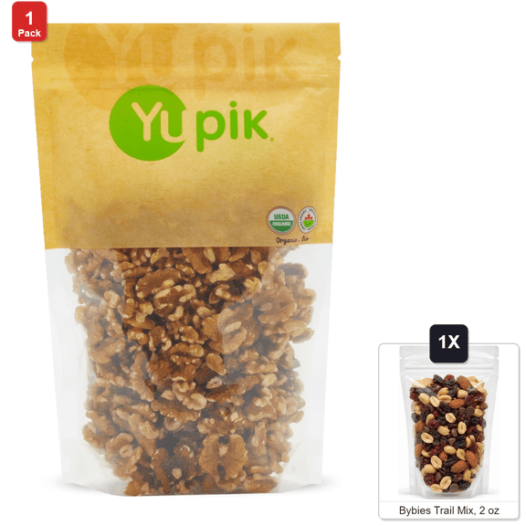 Yupik Raw California Walnuts, Halves, 6 Bags x 2.2 lb Each, with Bybies Trail Mix, 2 oz