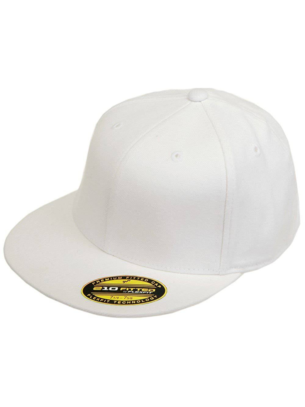 Yupoong 6210 Flexfit White Cap, Premium Fitted L/XL