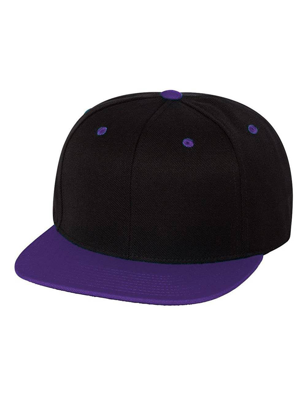 Snapback 2-Tone Classic 6-Panel Black/Purple Cap, Yupoong Style