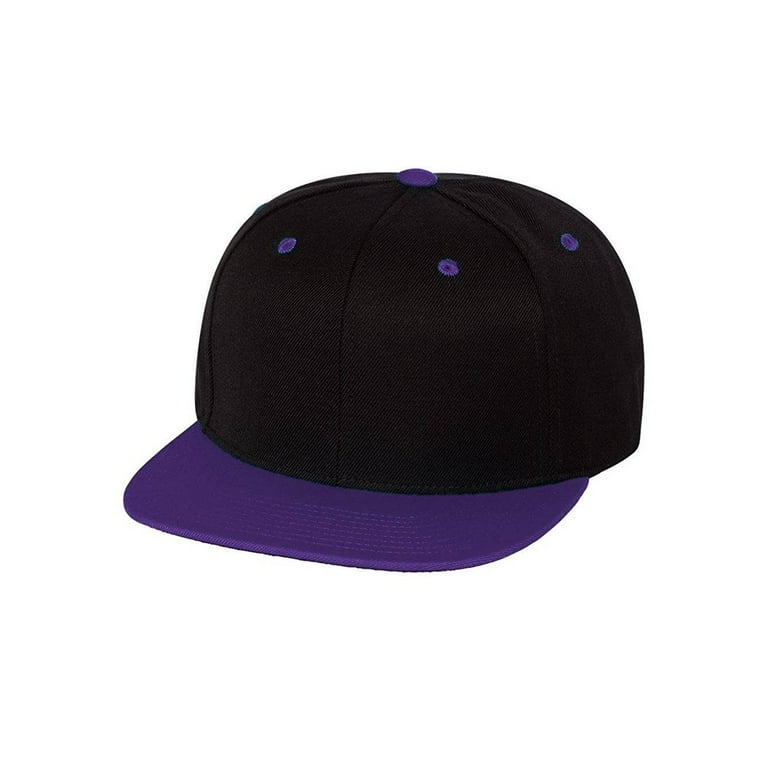 Yupoong Classic Style 6-Panel 2-Tone Snapback Cap, Black/Purple