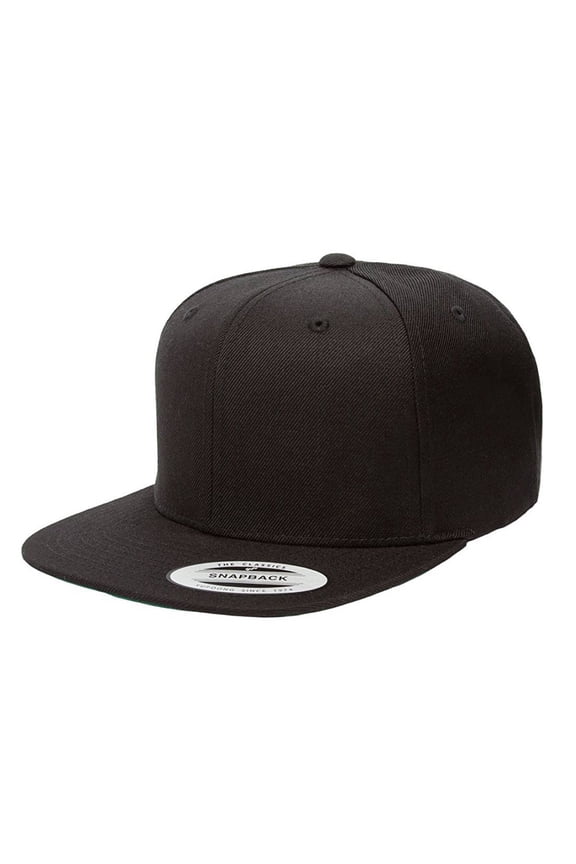 Classic Style 6-Panel Snapback Cap, Black