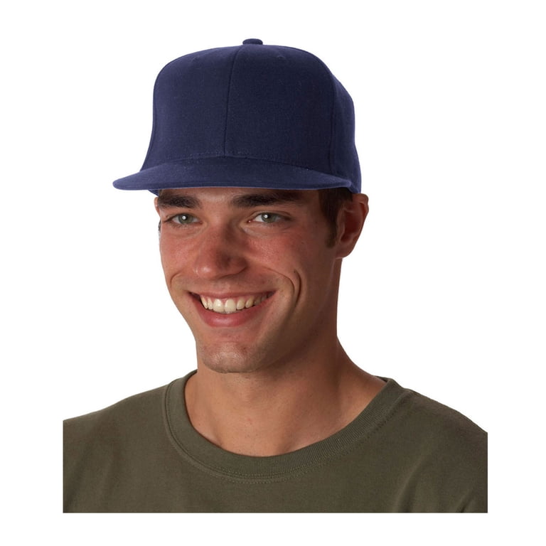 Yupoong Flexfit Mens /Womens  210 Fitted Flat Peak  /Baseball Cap / Dark Navy Yupoong Flexfit Mens /Womens 210 Fitted Flat Peak /Baseball  main image 4