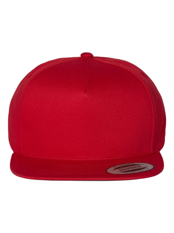 Yupoong Men's 5-Panel Cotton Twill Snapback Cap, RED, OS