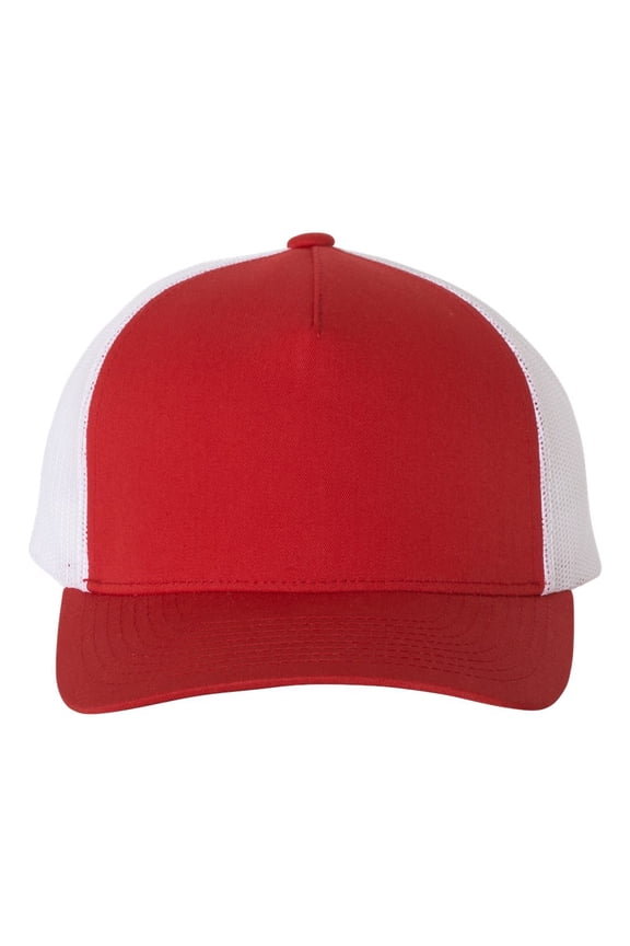 Yupoong Men's YP Classics 5-Panel Retro Trucker Cap-2-Tone, Red/White, OSFA
