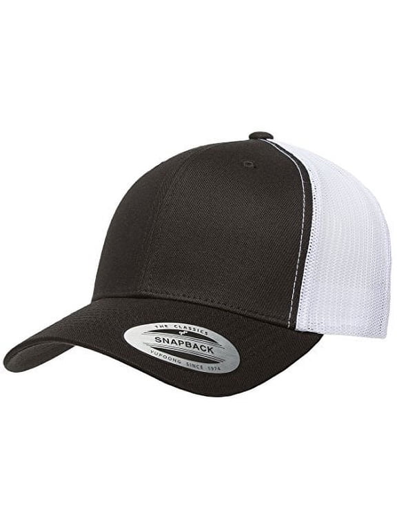 YP Classics Retro Trucker Cap, Black/White, OSFA