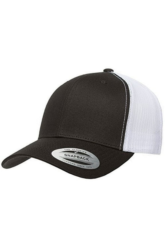 YP Classics Retro Trucker Cap, Black/White, OSFA