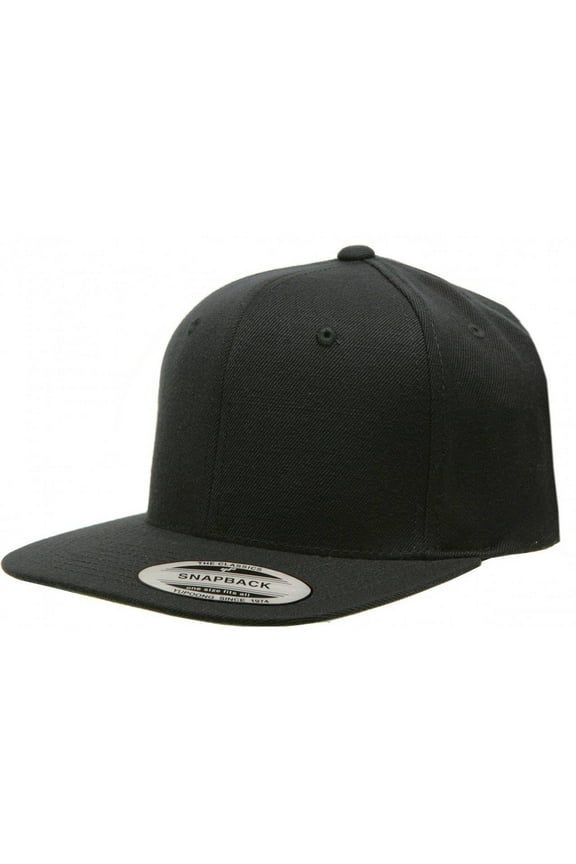 Yupoong Pro-Style Wool Blend Snap Back Blank Hat Baseball Cap 6098M - Black