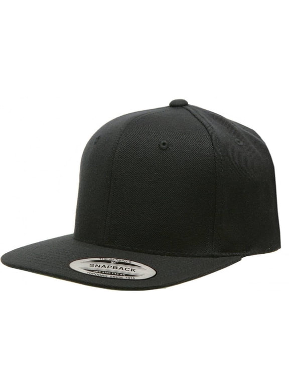 Yupoong Pro-Style Wool Blend Snap Back Blank Hat Baseball Cap 6098M - Black