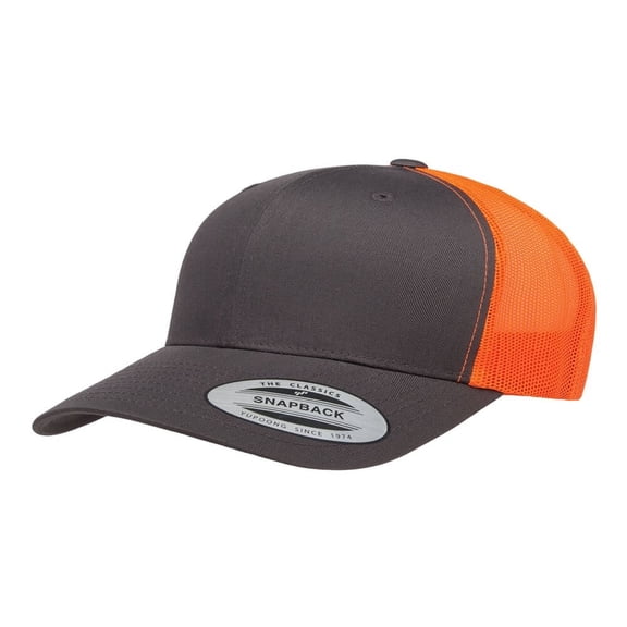 Yupoong - Retro Trucker Cap, Charcoal / Neon Orange