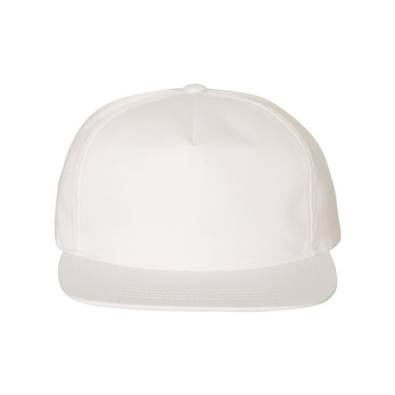 Yupoong Unstructured Five-Panel Snapback Cap (6502) White, Adjustable