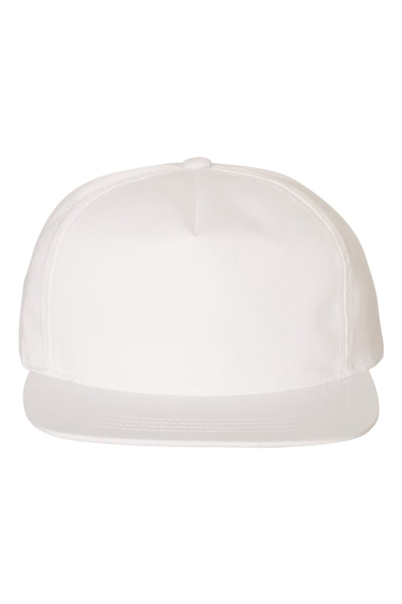Yupoong Unstructured Five-Panel Snapback Cap (6502) White, Adjustable